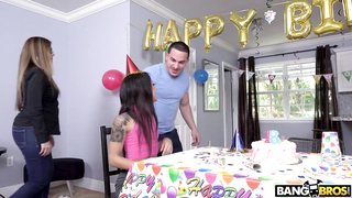Tattooed cutie with small tits gets anal for her 18th birthday