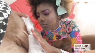 Curly-haired ebony enjoys hardcore pussy pounding